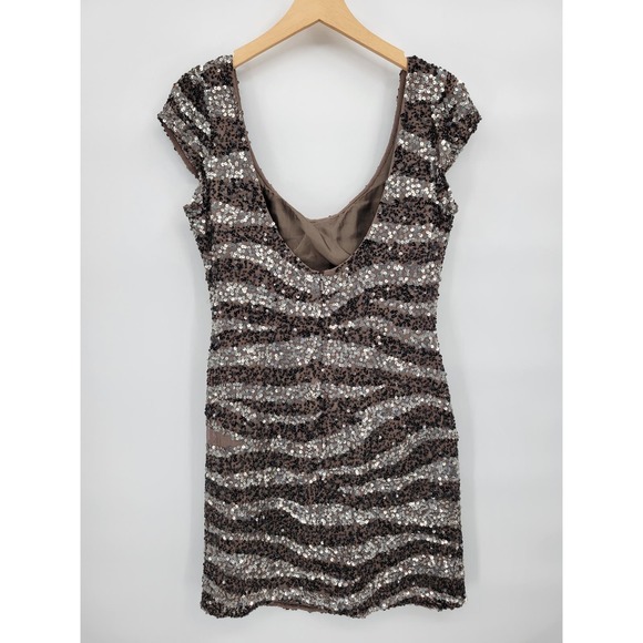 Camille La Vie Sequin 100% Silk Short Mini Dress 10 Short Sleeve - Picture 2 of 10